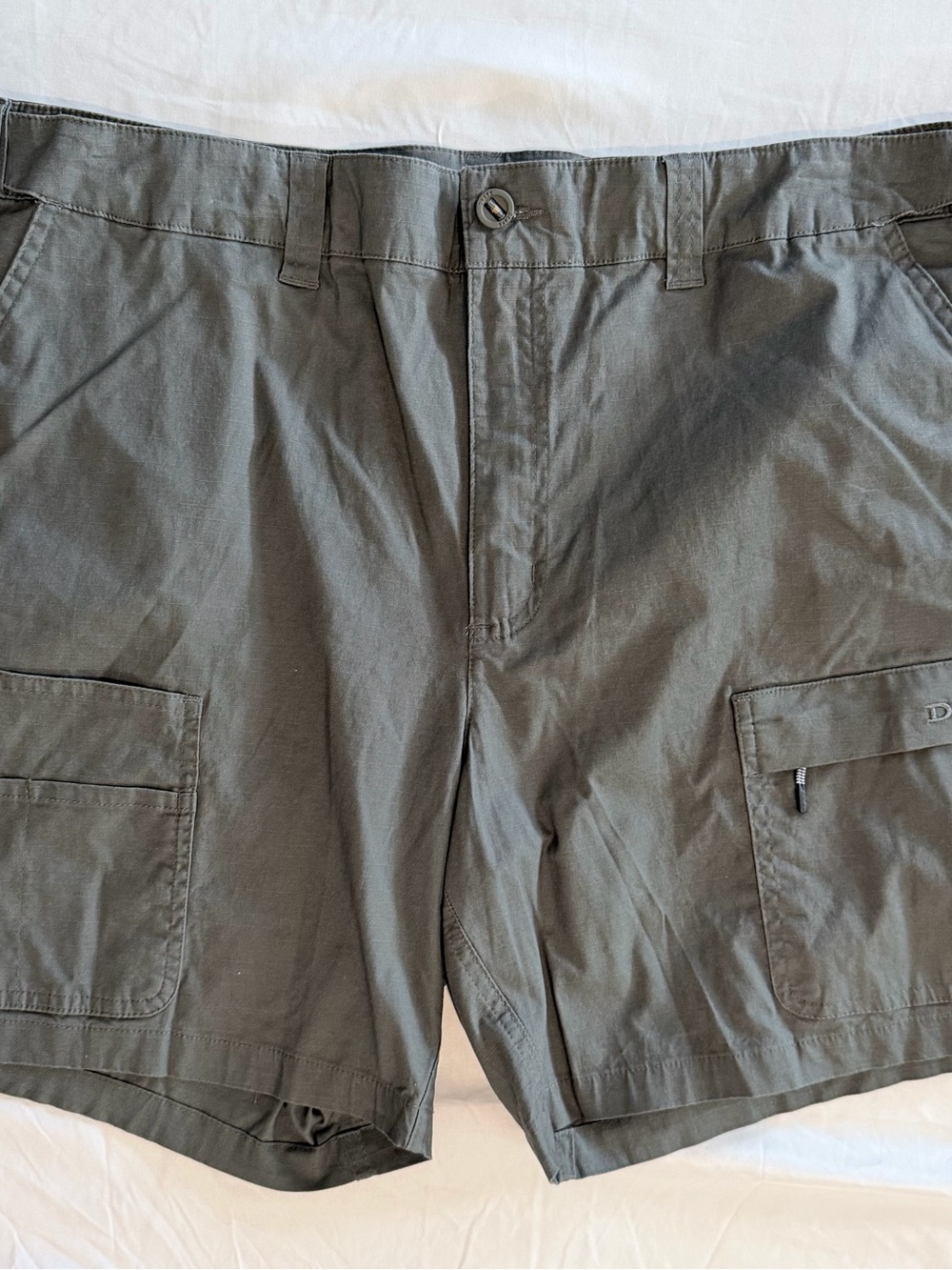 Drake Men's Gray Cotton Canvas Cargo Shorts Flat Front Button Closure Pockets